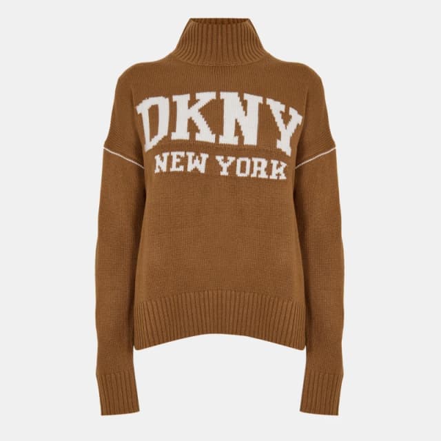 DKNY Womens Knitted Turtle Neck Jumper Camel female 8 (XS)