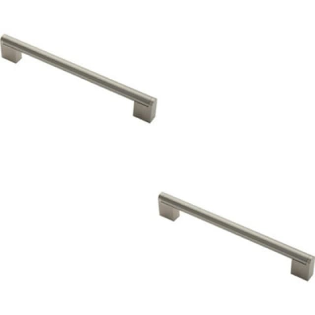 Loops 2x Round Bar Pull Handle 232 x 14mm 192mm Fixing Centers Satin Nickel & Steel Metallics unisex
