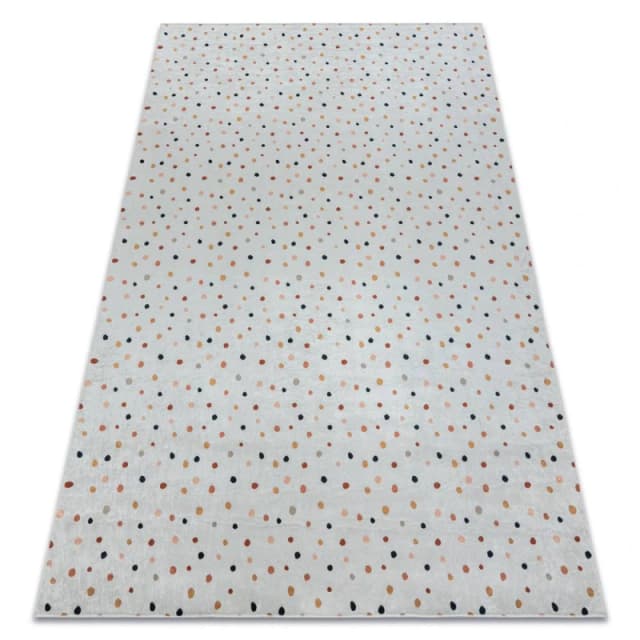 RugsX Bambino 47890 Washing Carpet Dots For Children Anti Slip - White / Brown 160X220 Cm