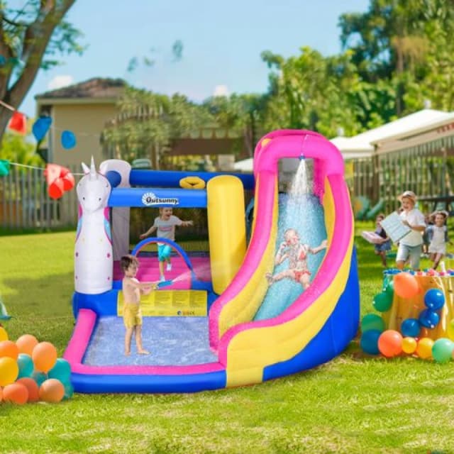 Outsunny 5 in 1 Bouncy Castle for Children, with Blower for Ages 3-8 Years Multi