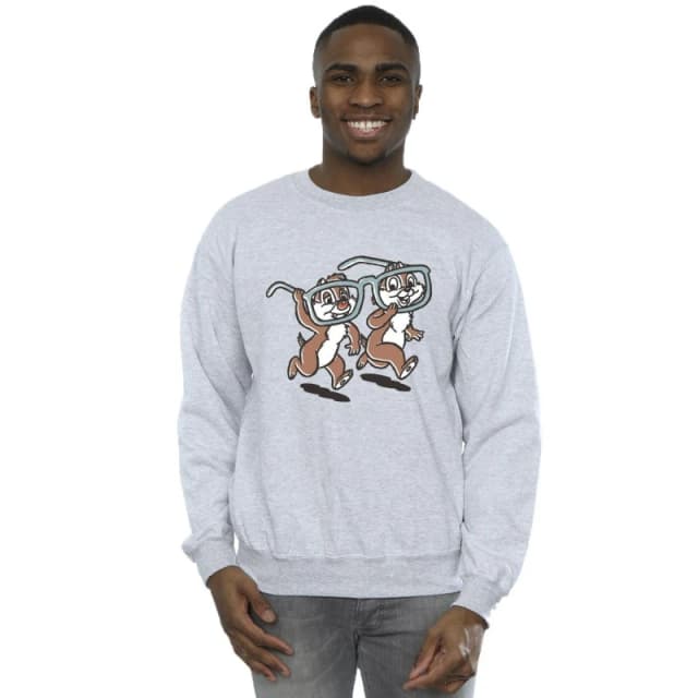 Disney Men Chip 'n Dale Glasses Sweatshirt in Grey Size: Small Grey S Male 5063283652743