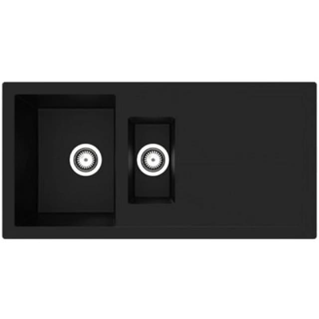 1.5 Bowl Black Composite Kitchen Sink with Reversible Drainer-Rocklite Milton Milton1.5BL Black