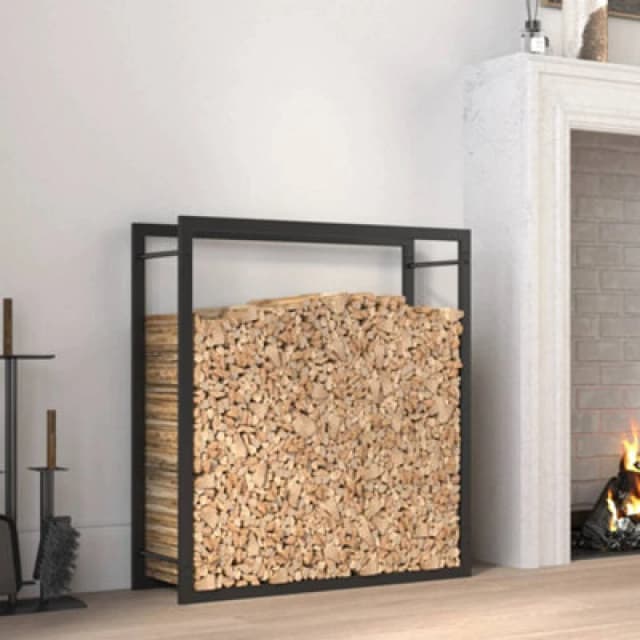 vidaXL Firewood Rack Matt Black 80x28x86cm Steel, Black 350307