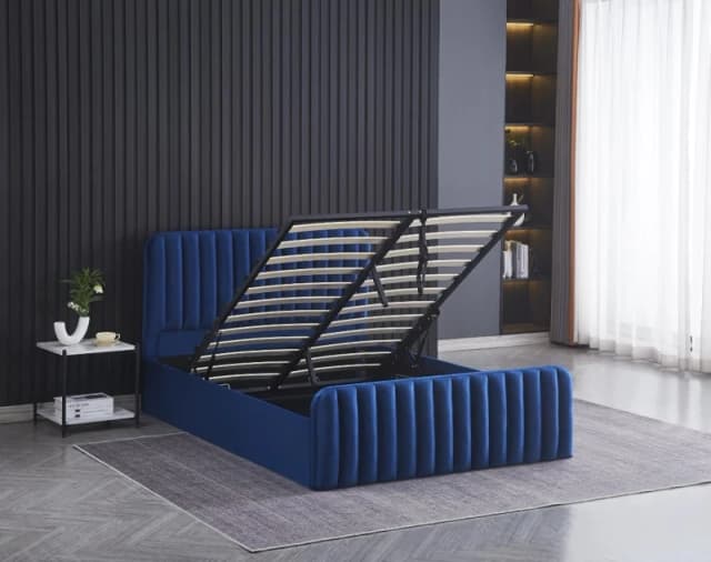 KOSY KOALA Ottoman Storage Bed blue 4ft6 Big Double velvet bed gas lift up Storage Bed bedroom furniture Blue