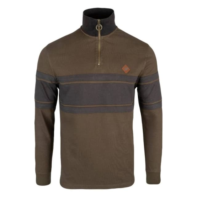 Jack Pyke Mens Contrast Panel Half Zip Sweatshirt in Olive Size: Small Olive Male S