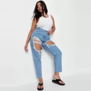 Missguided Plus Stone Extrm Dstress Riot Mom Jean - Blue