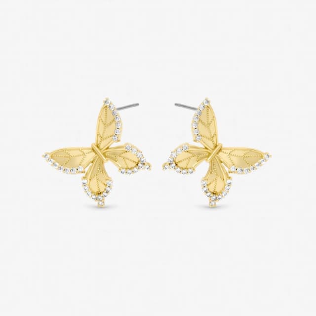 Jon Richard Gold Plated Crystal Butterfly Clip Earrings Stud Earrings One Size Gold 73788910000