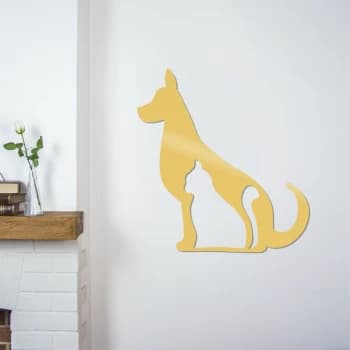 Cat And Dog - Gold Gold Decorative Metal Wall Accessory