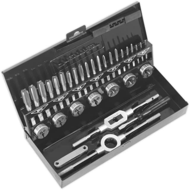 Loops 32pc PREMIUM Metric Tap & Split Die Set - M3 to M12 Bar & Socket Threading Tool Multi