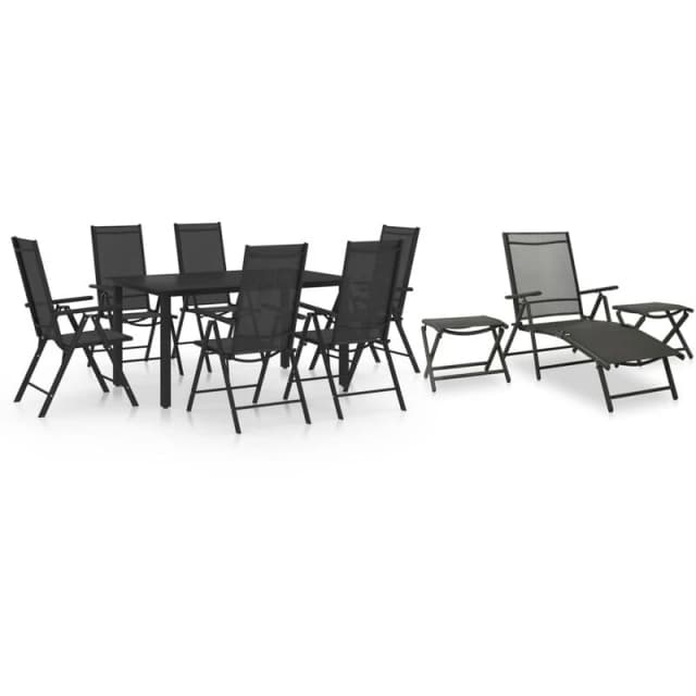 VIDAXL 10 Piece Garden Dining Set Black and Anthracite Vidaxl 8720286407004