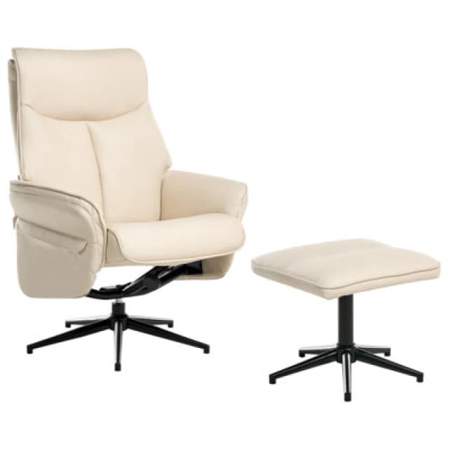 Beliani Recliner Chair Erato Faux Leather Light Beige