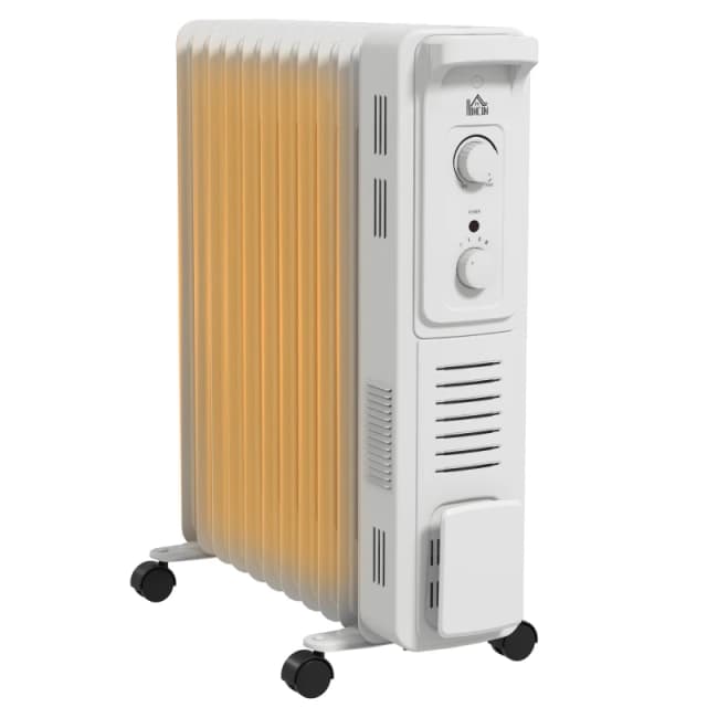 Homcom 11 Fin Portable Oil Filled Heater Radiator, Energy Efficient, White 820-413V72WT