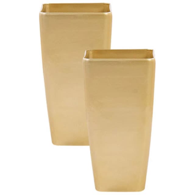 Beliani Set Of 2 Plant Pots Modi 30 Cm Gold