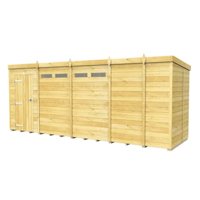 Buttercup Farm 17 x 5 Feet Pent Security Shed - Single Door - L147 x W492 x H201cm in Brown Brown Unisex