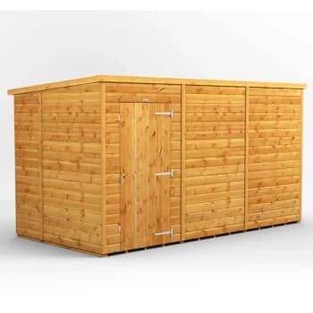 12x6 Power Windowless Pent Garden Shed - Brown