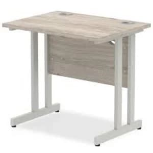 Trexus Rectangular Slim Desk Silver Cantilever Leg 800x600mm Grey Oak