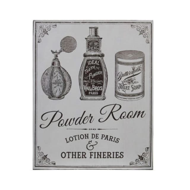 Premier Housewares Durably Constructed Powder Room Wall Plaque, Compact Wall Art, Lightweight Home Decoration Poster Grey