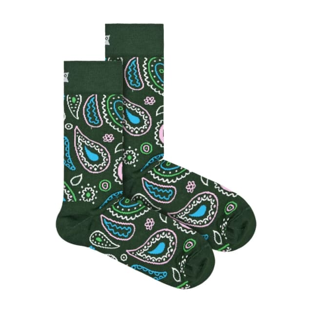 Happy Socks Happy Socks Men 1 Pack & Cotton Green Paisley Design Socks Size: 4-7 Green 4-7 Male 7333102609516
