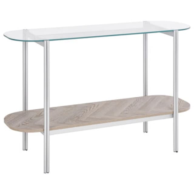 Beliani Console Table Lovell Tempered Glass Silver