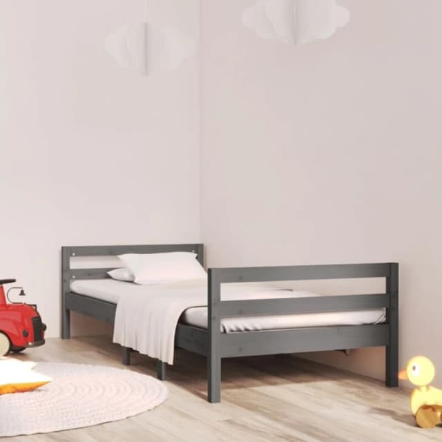 Vidaxl Bed Frame Grey 90X200 Cm Solid Wood Pine, Grey 821626