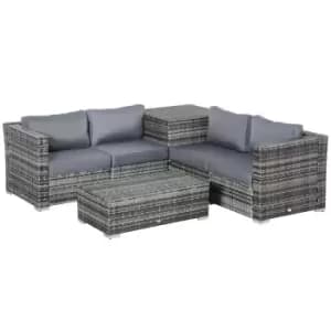 Outsunny 6pc Rattan Corner Sofa Set - Grey