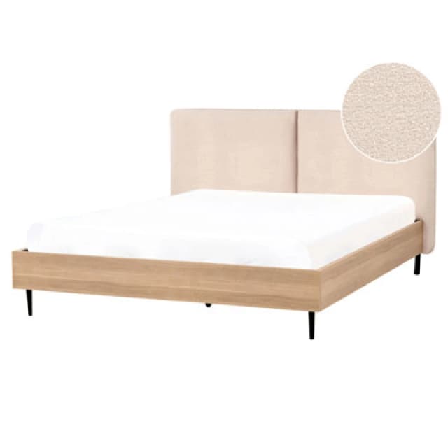 Beliani Bed Boucle Limanton 160 X 200 Cm (Eu King Size) Beige