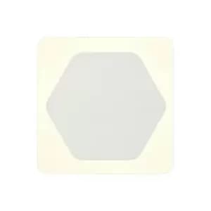 Magnetic Base Wall Lamp, 12W LED 3000K 498lm, 15cm Horizontal Hexagonal 19cm Square Centre, Sand White, Acrylic Frosted Diffuser - Luminosa Lighting