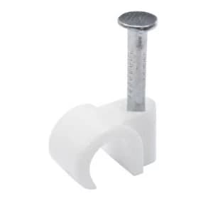 BQ White 7mm Co Axial Cable Clips Pack of 100