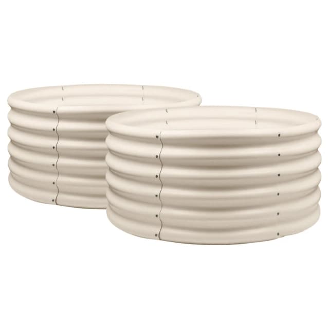 Harbour Housewares Round Raised Garden Beds - 90cm x 45cm - Pack of 2 in Beige Size: 90cm x 45cm Beige Unisex 90cm x 45 cm