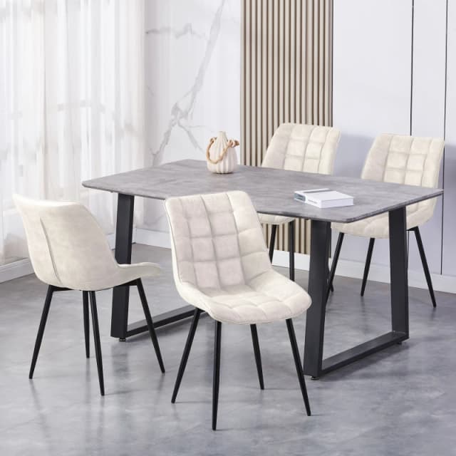 MCC Alba Suede Effect Set Of 2 Dining Chairs Beige, Cream ALBABEIGE