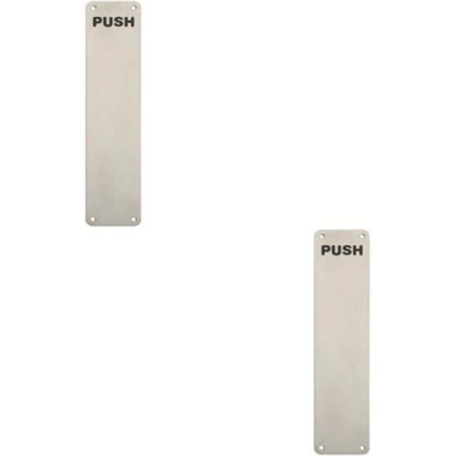 Loops 2x Push Engraved Door Finger Plate 350 x 75mm Satin Stainless Steel Push Plate Metallics