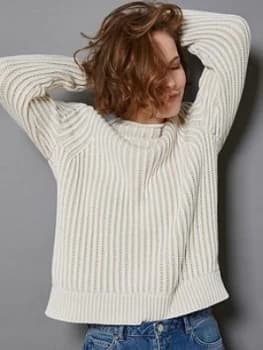 Mint Velvet Textured Plated Boxy Jumper, Neutral Size M Women