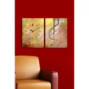 2P3040CS-134 Multicolor Decorative Canvas Wall Clock (2 Pieces)