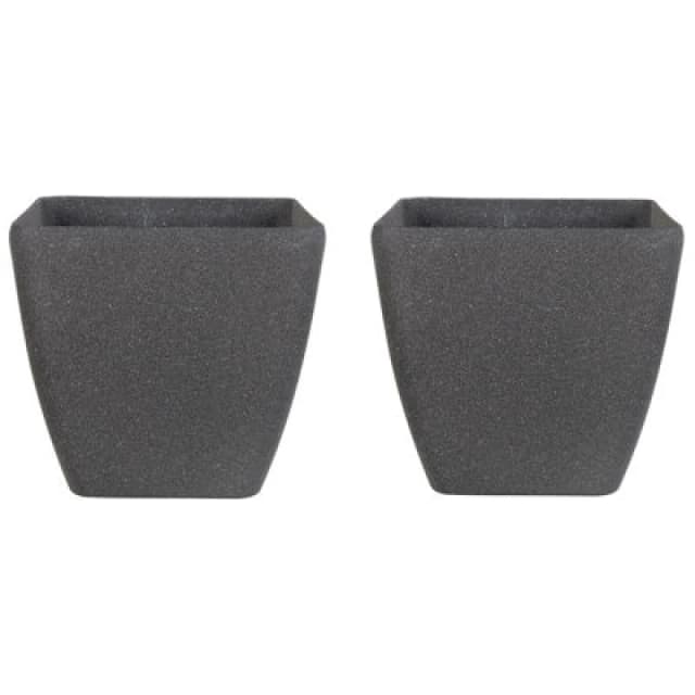 Beliani Set Of 2 Plant Pots Zeli 34cm Dark Grey