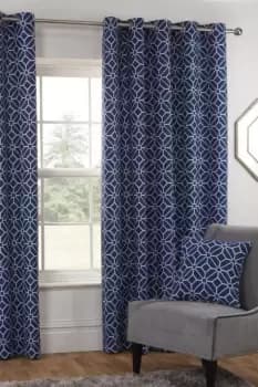 Kelso Geometric Fully Lined Eyelet Curtains