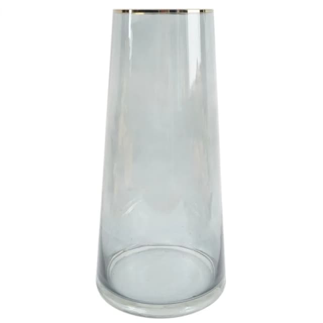 Leaf 28cm Gold Rim Smoke Grey Glass Vase Grey unisex