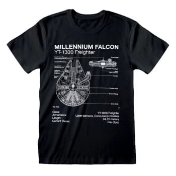 Star Wars - Millenium Falcon Sketch Unisex X-Large T-Shirt - Black