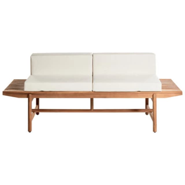 Beliani Garden Bench With Cushion Giaveno 210 Cm Acacia Wood Off-White