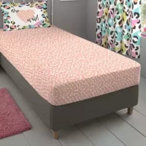 Bedlam Kids Be Wild Animal Print Reversible Fitted Sheet, Coral, Single