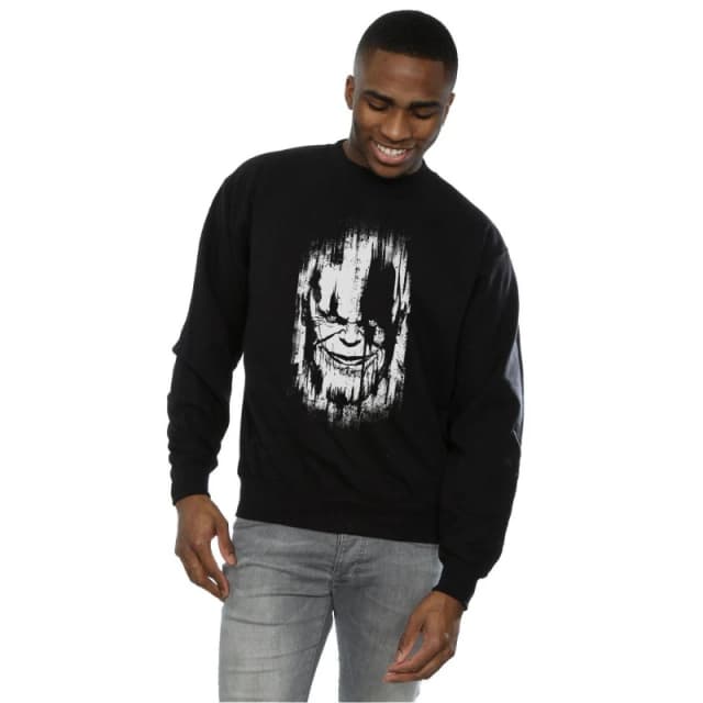 Marvel Marvel Men Avengers Infinity War Thanos Face Sweatshirt in Black Size: Small Black S Male 5057736693650