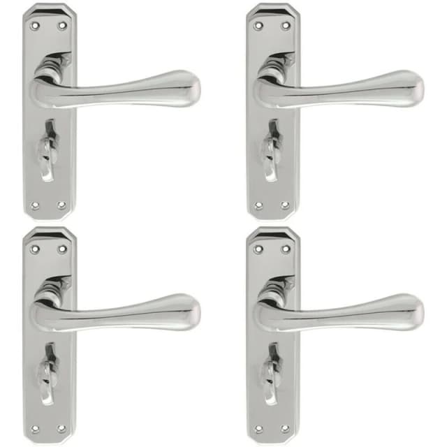 Loops 4x PAIR Heavy Duty Lever on Angular Bathroom Backplate 180 x 40mm Chrome Multi