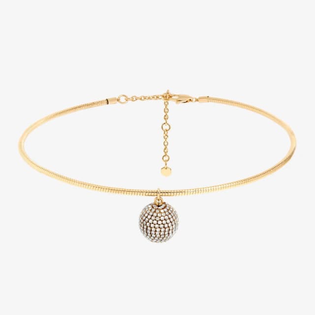 Mood Crystal Statement Ball Necklace Gold