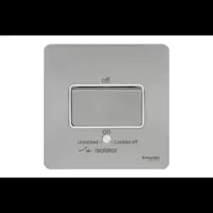 Schneider Electric Ultimate Screwless Flat Plate - Single Fan Isolator Switch, 3 Pole, 16AX, GU1413WSS, Stainless Steel with White Insert