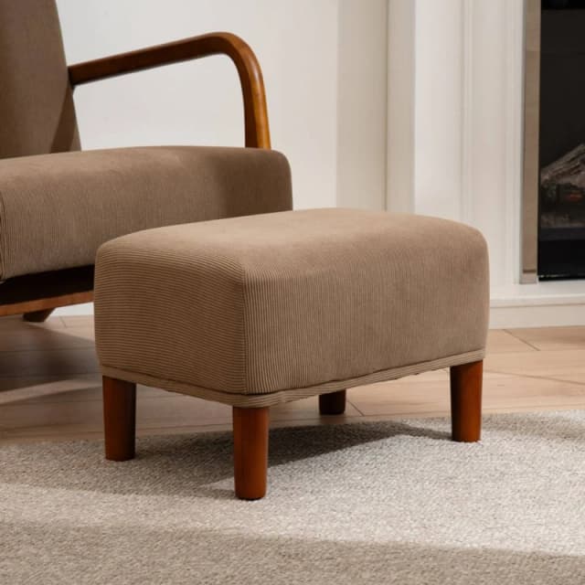 SO'HOME Mid Century Corduroy Footstool taupe ONE SIZE