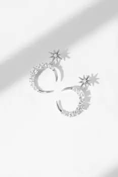 Rhodium Plated Cubic Zirconia Celestial Earrings
