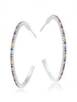 Beaverbrooks Silver Cubic Zirconia Multicoloured Hoop Earrings