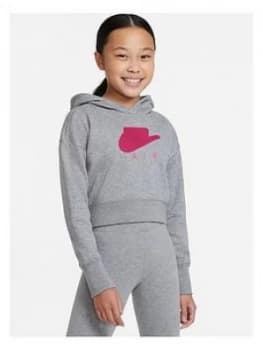 Nike Nsw Girls Air Futura Crop Hoodie - Grey/Pink