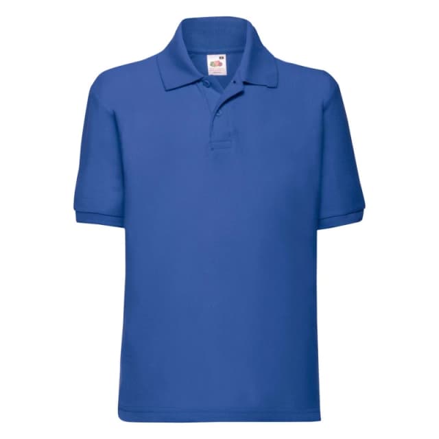 Fruit of the Loom Pique Short-Sleeved Polo Shirt in Royal Size: 12-13 Years Royal Unisex 12-13 Years