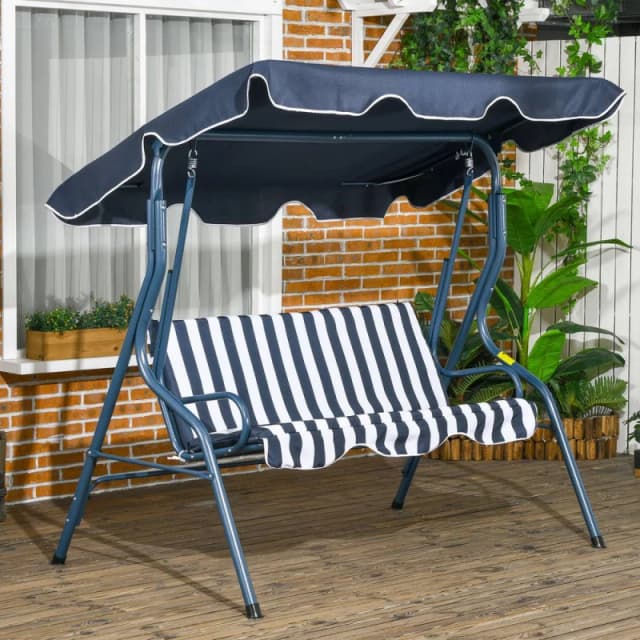 Outsunny 3-person Garden Swing Chair - Blue Stripes 84A-118V01BU