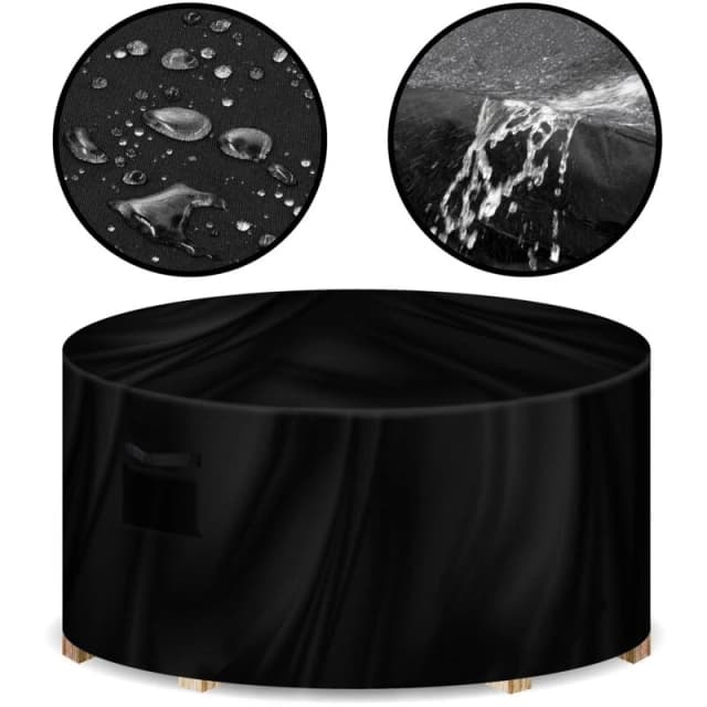 Gracious Gardens Round 230X100Cm Outdoor Patio Waterproof Garden Furniture Cover, Weatherproof Table & Chair Set Protector